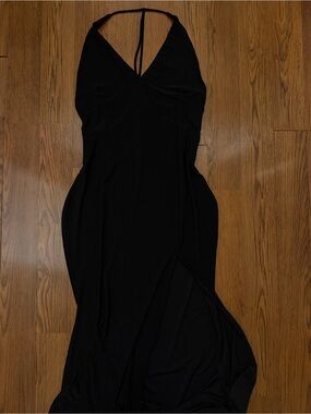 Fashion Nova Black Backless Halter Maxi Dress